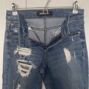 Express distressed mid rise skinny ankle jean 4LONG